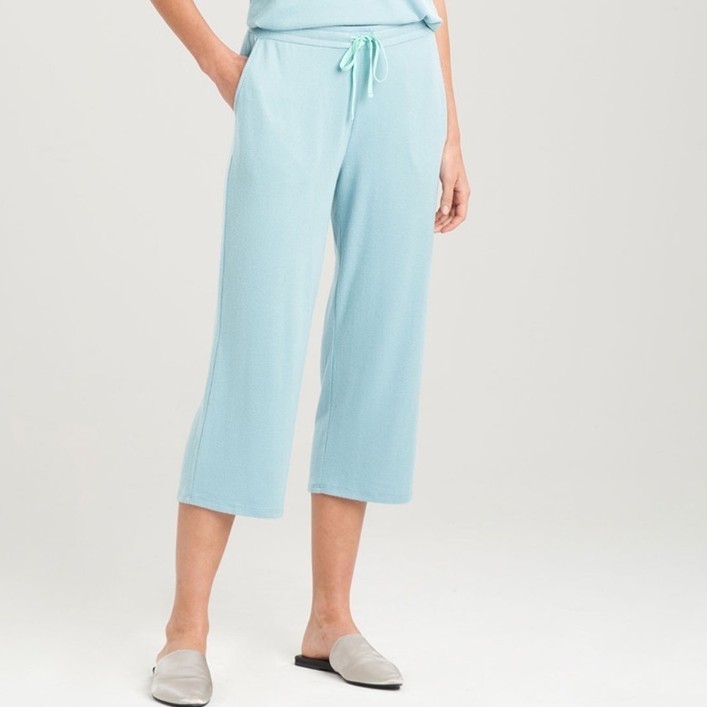 Natori Women's NWOT Blue Glacier Mirage Wide Leg Crop Leisure Pants Size X-Large